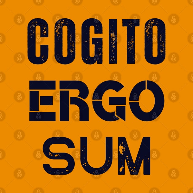 René Descartes quote: Cogito, ergo sum (dark text) by artbleed