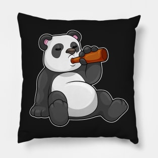 Panda with Bottle of Beer Pillow