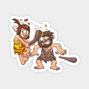 caveman love fight Magnet