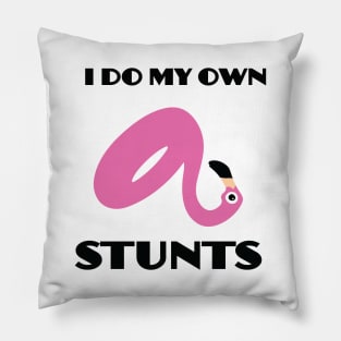 I Do My Own Stunts - Pink Pool Flamingo Pillow