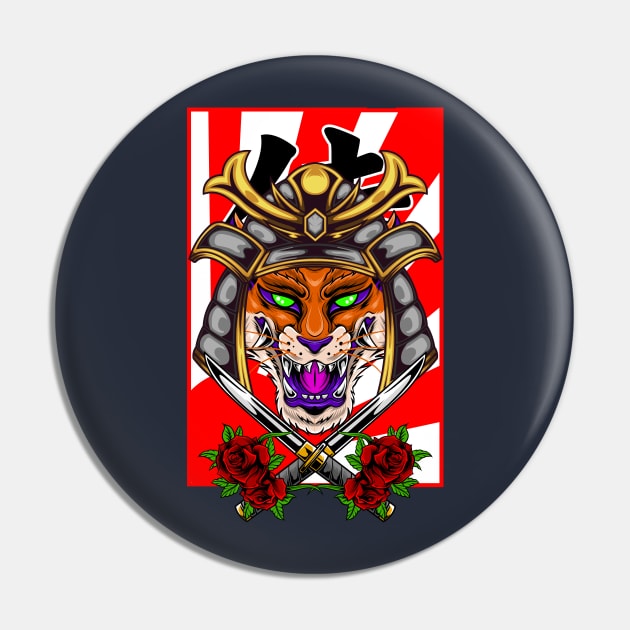 Samurai Fox | Silver Kabuto Pin by Harrisaputra