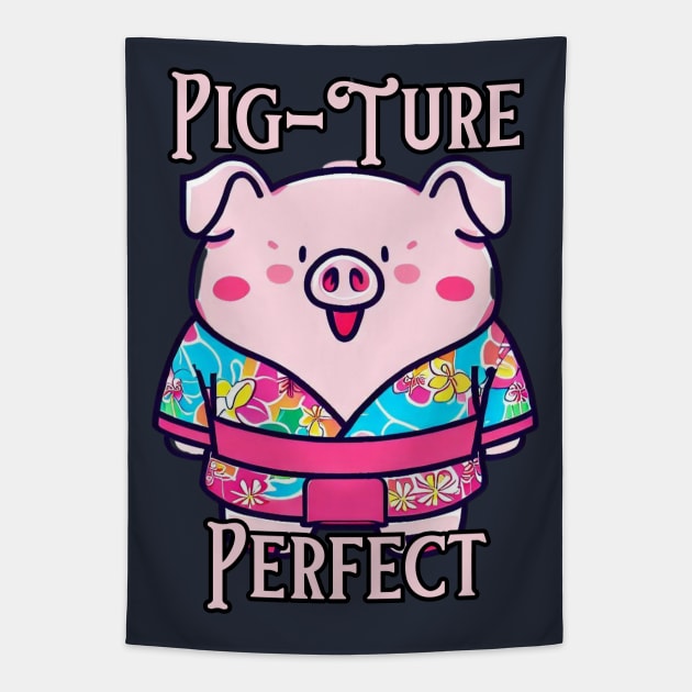 Piggy perfect Tapestry by Japanese Fever