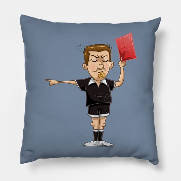 Soccer Referee Holds Red Card Pillow by LironPeer