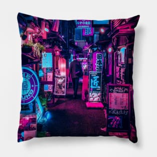 Tokyo Street Neon Synthwave Pillow