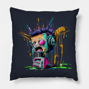 Screaming Robot Radio Head Splatter Pillow