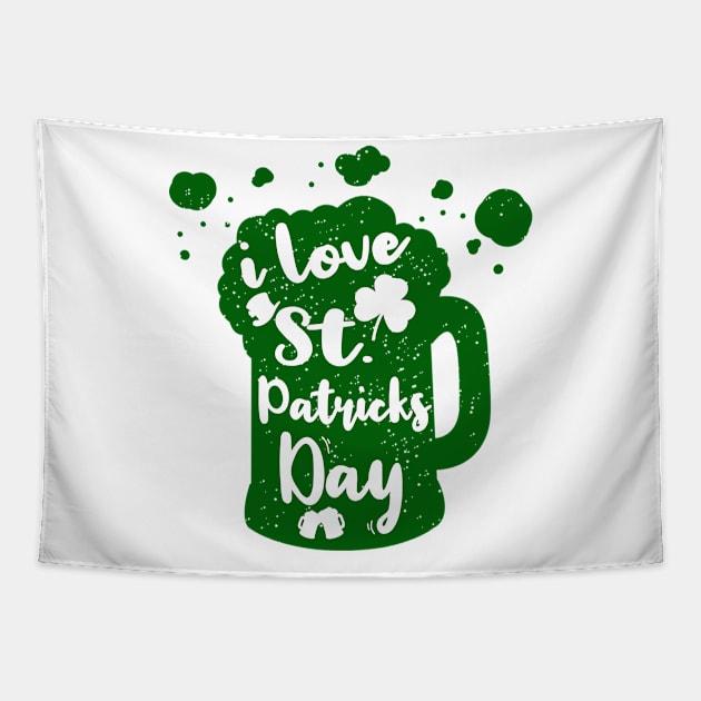 St Patrick's Day Irish Funny Clover Shamrock Beer Silhouette Tapestry by TellingTales