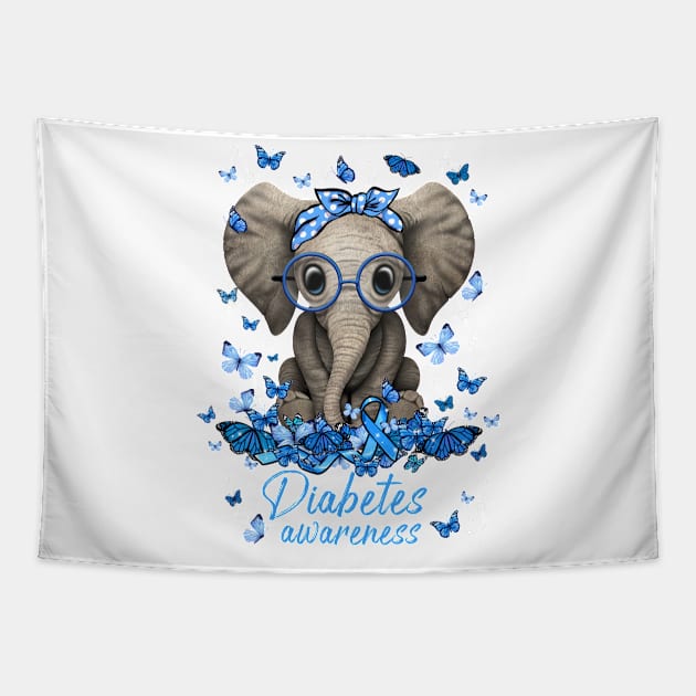 Diabetes Awareness Ribbon Elephant Tapestry by osami