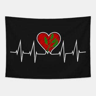 Vegan Heartbeat - Vegetarian Green Leaf Tshirt Tapestry