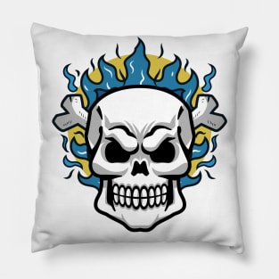 flaming skull Pillow