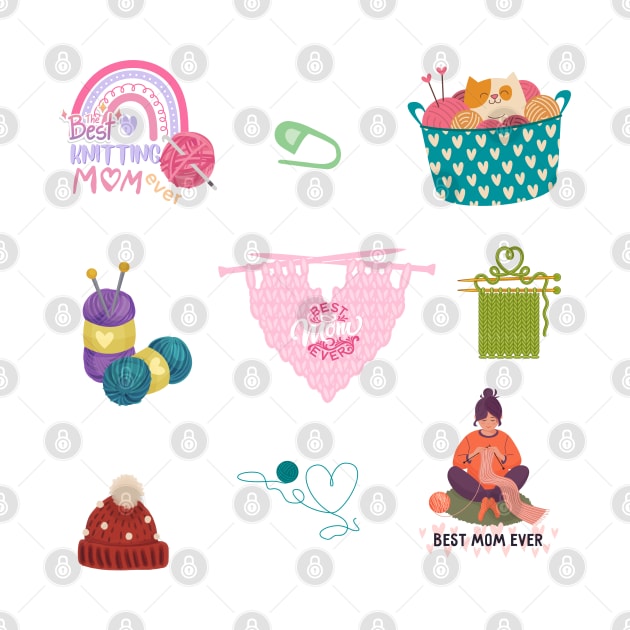 Best knitiing mom e ver sticker pack by FunartsbyM