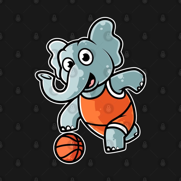 Elephant Basketball Game Day Funny Team Sports B-ball print by theodoros20