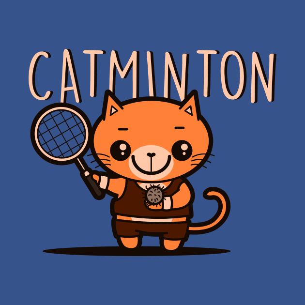 Catminton Cute Sporty Kawaii Cat Playing Furball Badminton by Originals By Boggs