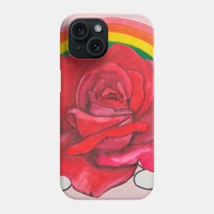 Red rose in rainbow Phone Case