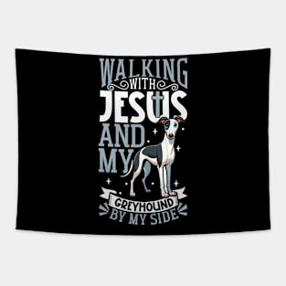 Jesus and dog - English Greyhound Tapestry