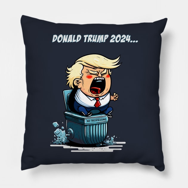 Donald Trump 2024: Garbage Pail Campaign Pillow by akastardust