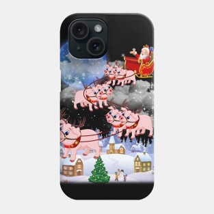 Santa Clause Drives Pig Reindeer Sleigh Phone Case