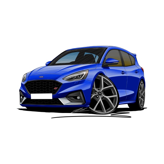 Ford Focus (Mk4) ST Blue Car Caricature by y30man5