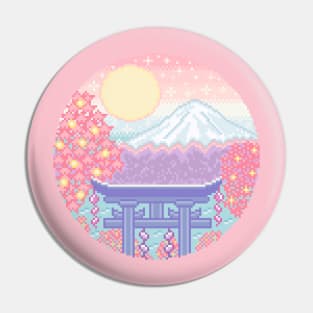 Mt Fuji Pixel Art Pin