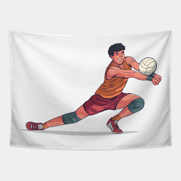 Boy Playing Volleyball Tapestry by MajorCompany