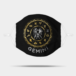 Gemini Zodiac Sign Mask - Gemini Zodiac Circle by Whimsical Frank