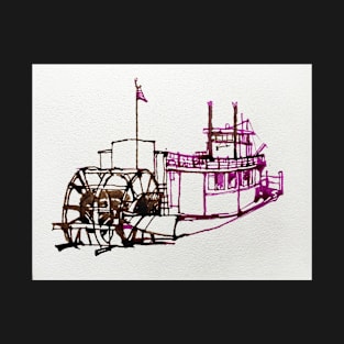 Paddle Wheel Steam Boat - ink drawing T-Shirt