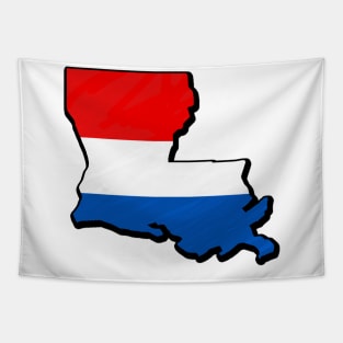 Red, White, and Blue Louisiana Outline Tapestry