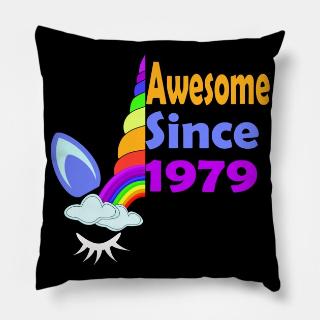 Awesome Since 1979 Funny 40th Birthday Unicorn Lover Gift Idea Pillow by Inspireshirt