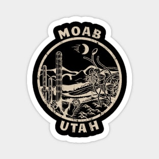 Moab Utah Linocut Distressed Desert Illustration Magnet