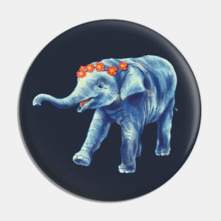 Cute Elephant With Wreath Of Flowers Pin