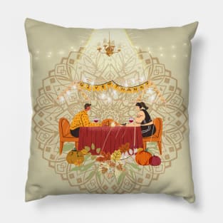 Thanksgiving romantic dinner at home Pillow