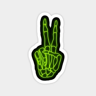 Neon Green Peace Sign Skeleton Hand Magnet