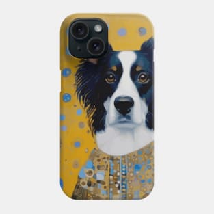 Gustav Klimt Style Black and White Dog in Ceremonial Robe Phone Case