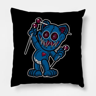 VooDoo Kitty Cat Doll Dark Blue and Burgundy Pillow