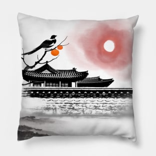 Korean painting, beautiful ink painting Pillow