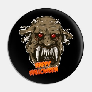 Happy Halloween Monster Face Pin