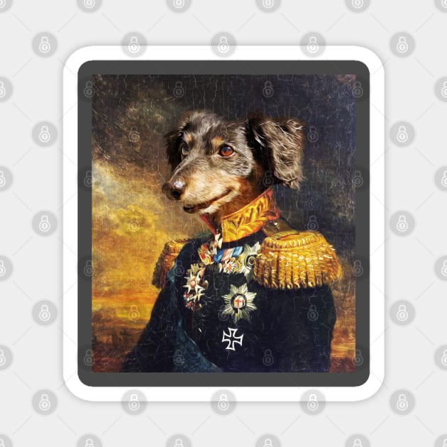 Walter Portrait (Retro Dog Military Painting) Magnet by UselessRob