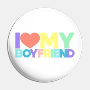 I Love My Boyfriend Red Hearts Love Couple (Rainbow) Pin