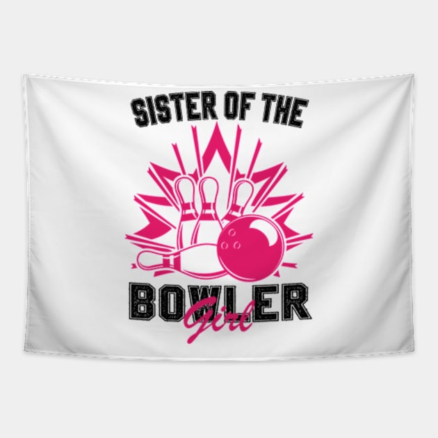 Sister Of The Birthday Bowler Kid Boy Girl Bowling Party Tapestry by David Brown