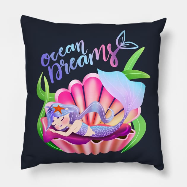 Mermaid Ocean Dreams Sea Life Pillow by Jake, Chloe & Nate Co.