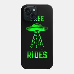 Alien Ufo Abduction FREE RIDES Galactic Green Extraterestrial Spaceship Phone Case