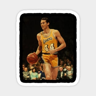 Jerry West - Vintage Design Of Basketball Magnet