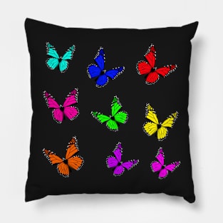 Rainbow Neon Butterflies Pillow