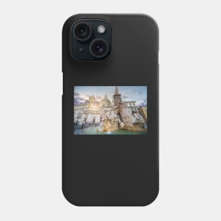 Fountain of the Four Rivers in Rome, Italy in Piazza Navona Phone Case