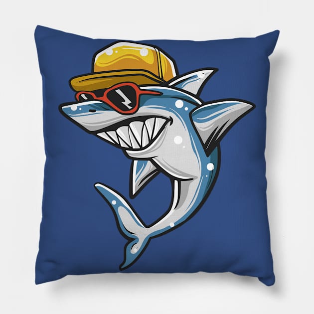 Beach Shark Sunglasses Pillow by letnothingstopyou