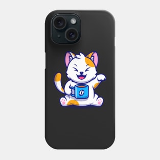 Cat and Coffee Kawaii Blue - Cute Phone Case