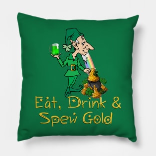 Eat, Drink & Spew Gold St. Patrick's Day T-shirt Pillow