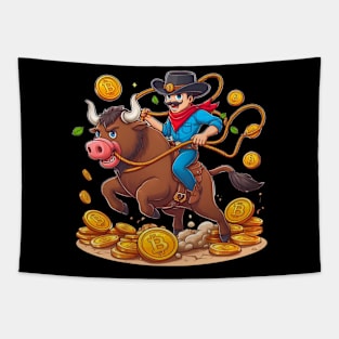 BITCOIN BULL RIDING SADDLE UP 2024 Tapestry