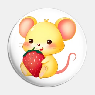 Cute mouse with strawberry Pin