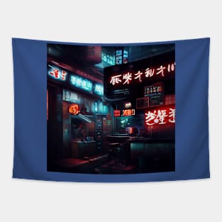 Cyberpunk Tokyo Ramen Shop Tapestry