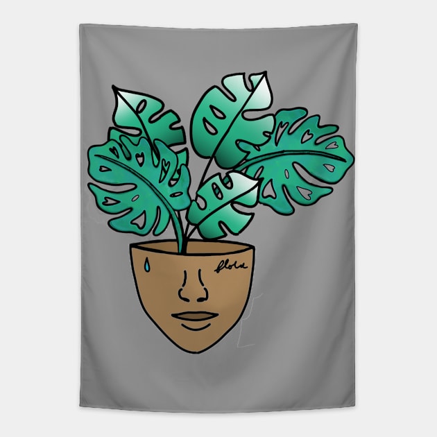 Monstera Plant Person - Crazy Plant Lady Tapestry by Tenpmcreations